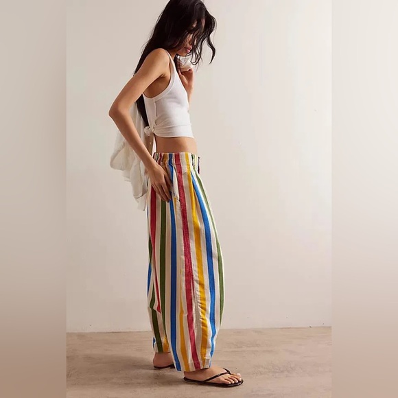 Free People We The Free Ridley Baja Pull On Trouser Pant Stripe Women Size Small - Picture 3 of 11